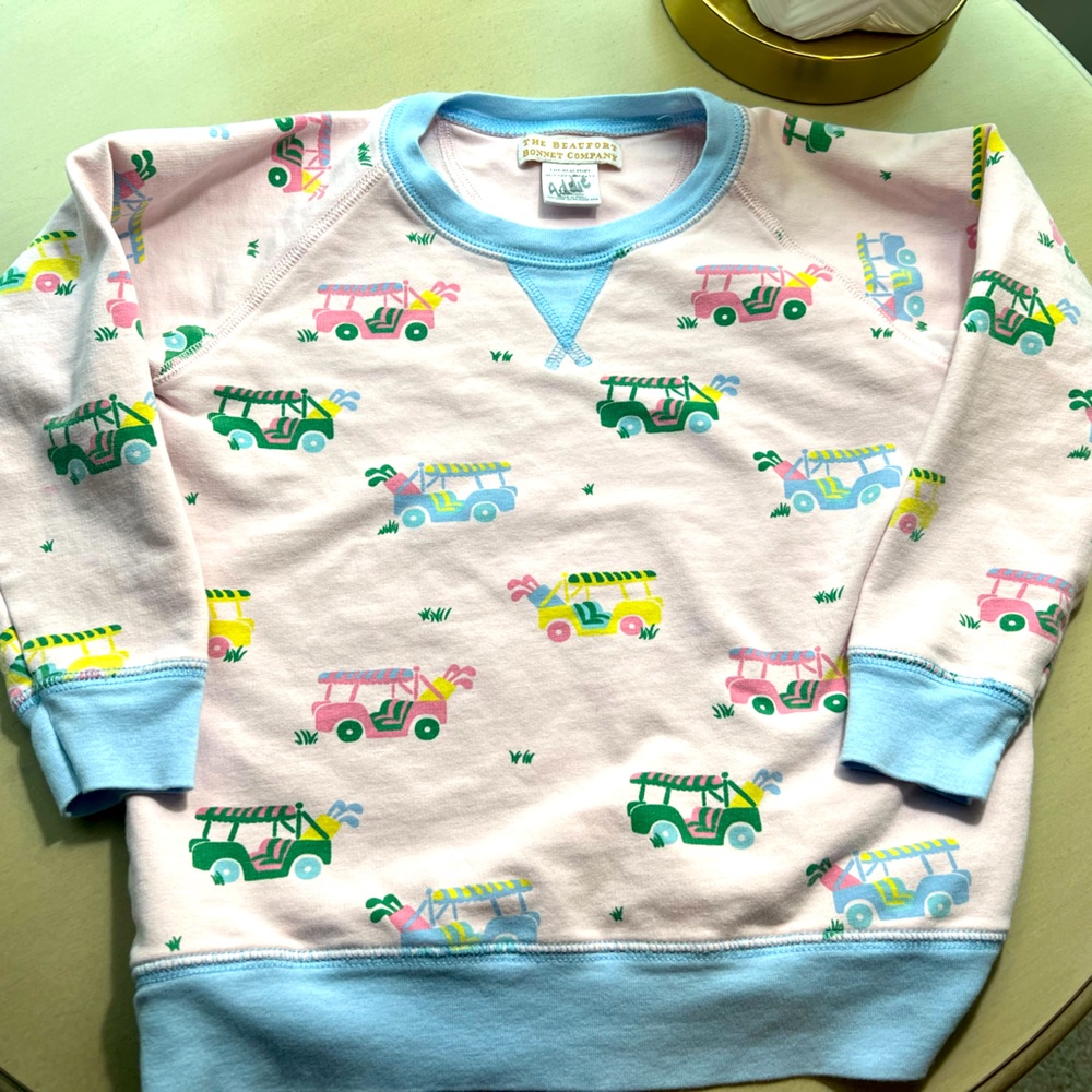 TBBC Cassidy Comfy Crewneck sweatshirt with golf carts! GUC! Size 6